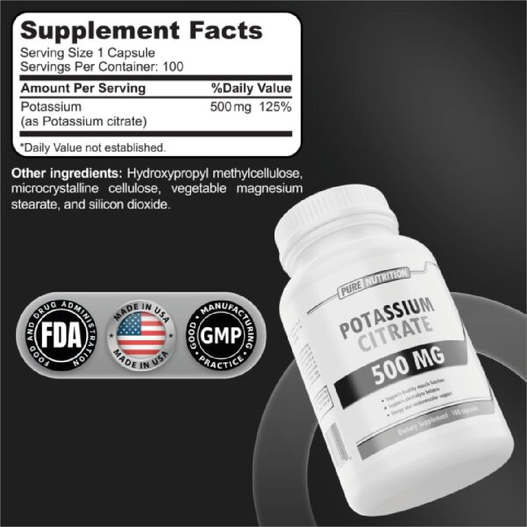 PURE NUTRITION POTASSIUM CITRATE 500MG 100 CAPS