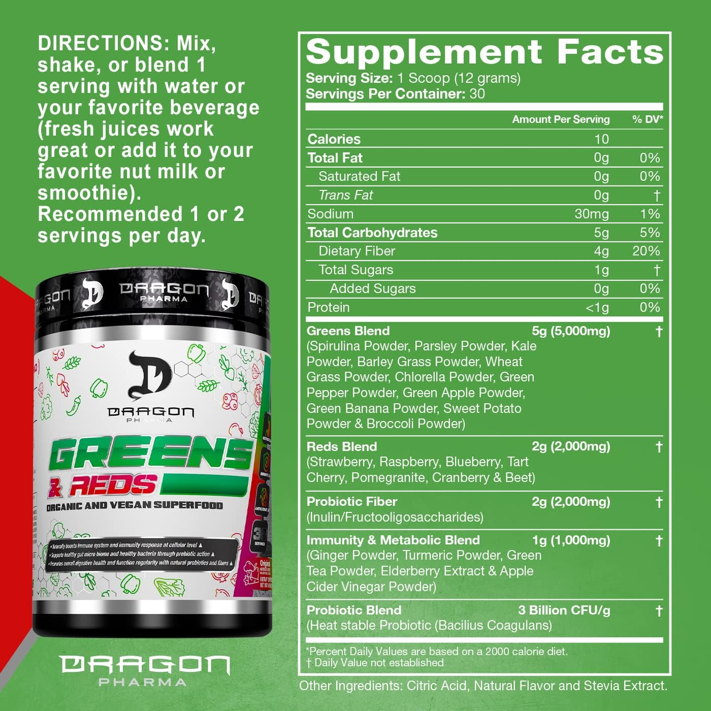 DRAGON GREENS & REDS 30 SERV