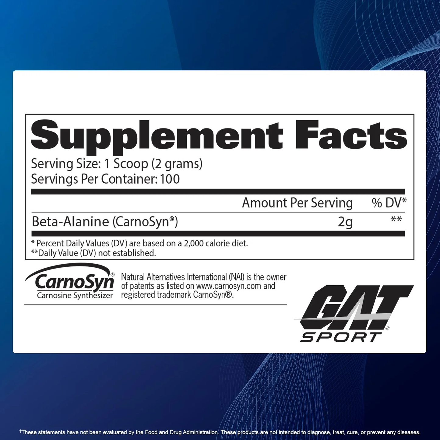 GAT BETA-ALANINE 100 SERV