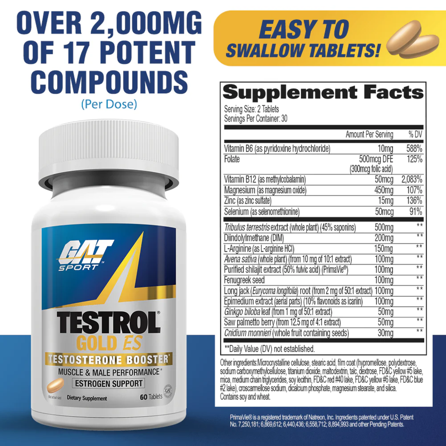 GAT TESTROL GOLD ES 60 TABS