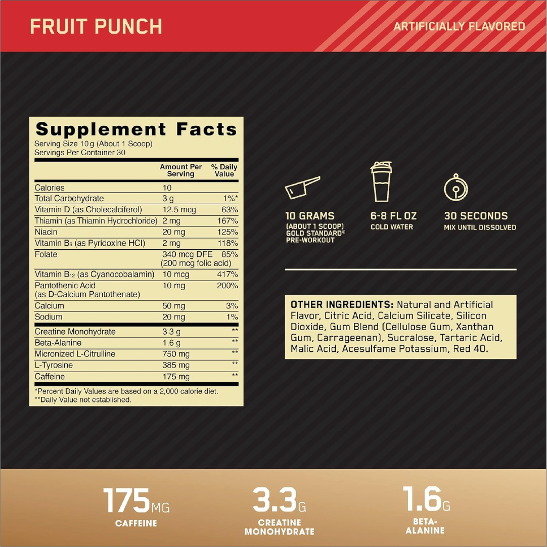 ON GOLD STANDAR PRE-WORKOUT 30 SERV