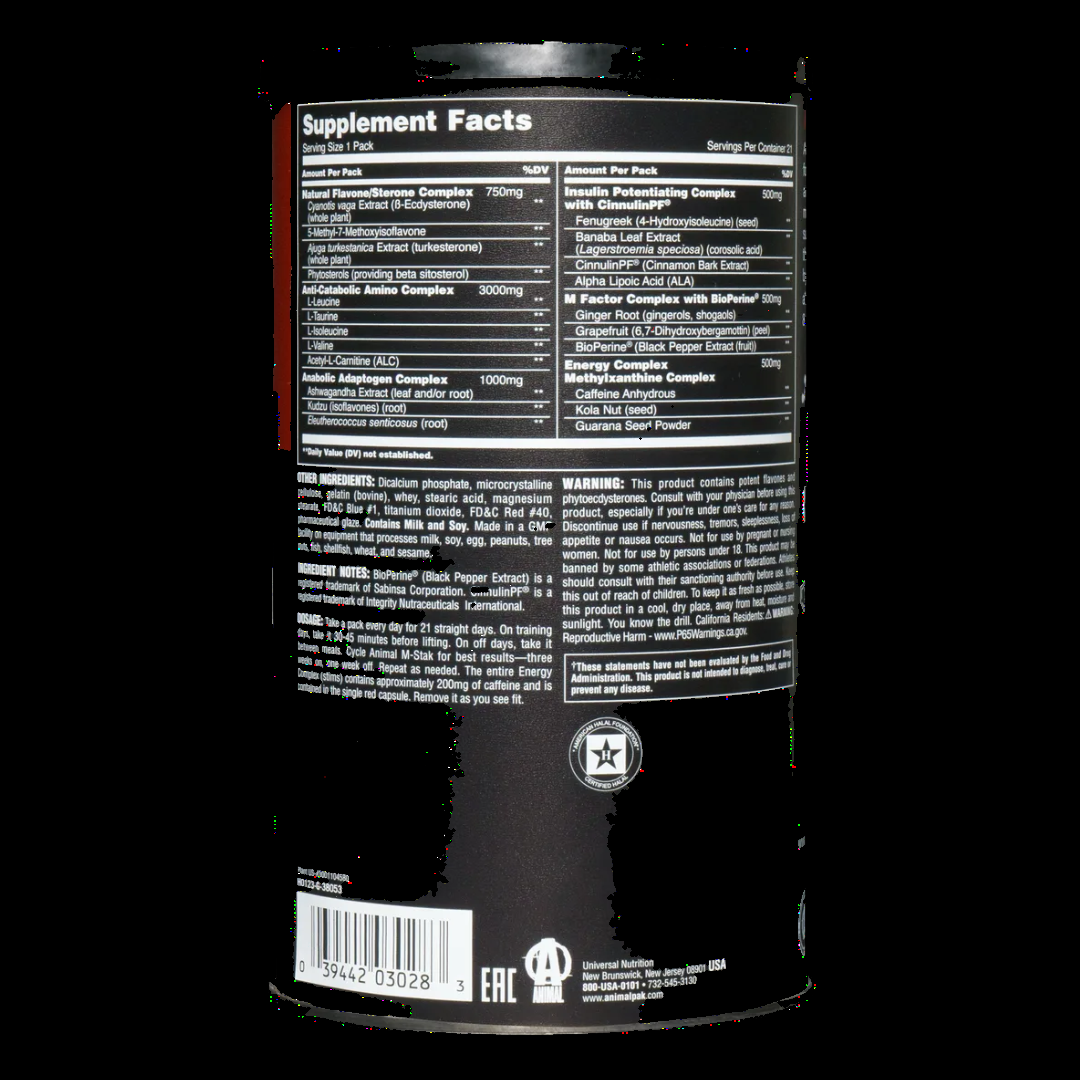 UNIVERSAL ANIMAL M-STAK 21 PACKS